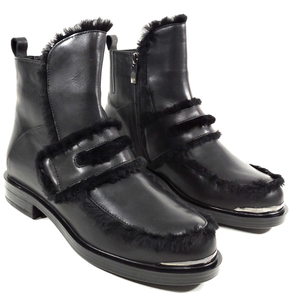ALESSANDRO DI MARIA Black Leather Winter Bootie - Picture 6 of 8
